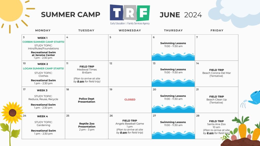 June 2024 Summer Camp Calendar